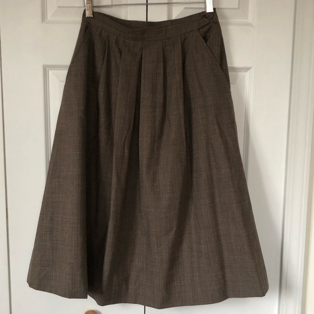 Vintage J.G. Hook Brown Plaid A-Line Skirt